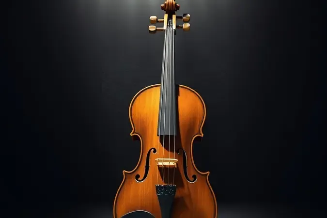 Violino com ondas de ressonância conceituais, ilustrando a ciência por trás da qualidade sonora.