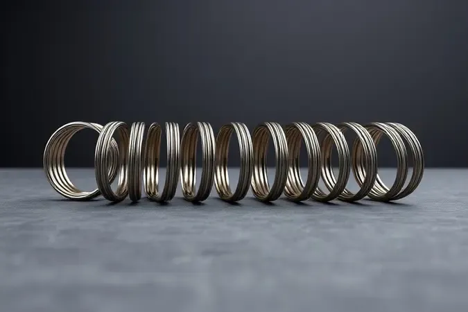 Cena 3D conceitual com diferentes conjuntos de cordas de guitarra de variados calibres sobre pedra fosca.