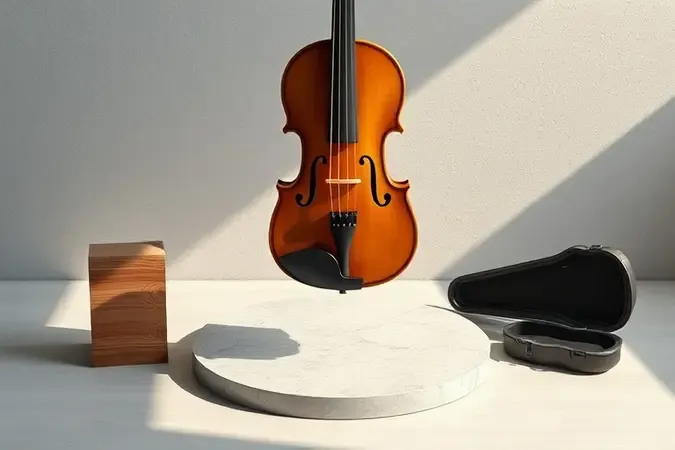 Violino e elementos conceituais de materiais, ergonomia e acessórios para orientar a escolha do instrumento.