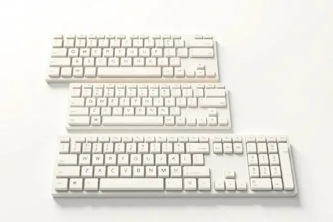 Comparação conceitual de três teclados musicais com diferentes quantidades de teclas e tamanhos em cena 3D elegante