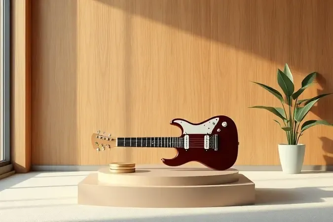 Guitarra elétrica sem marca em composição conceitual sobre custo-benefício para iniciantes.