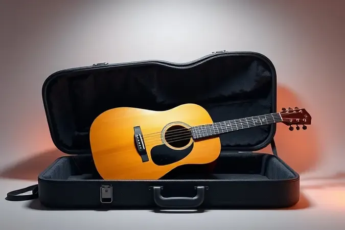 Guitarra guardada com segurança dentro de capa moderna e protetora em cena conceitual iluminada