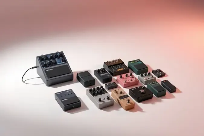 Comparação conceitual entre pedaleira única e pedais individuais em render sofisticado