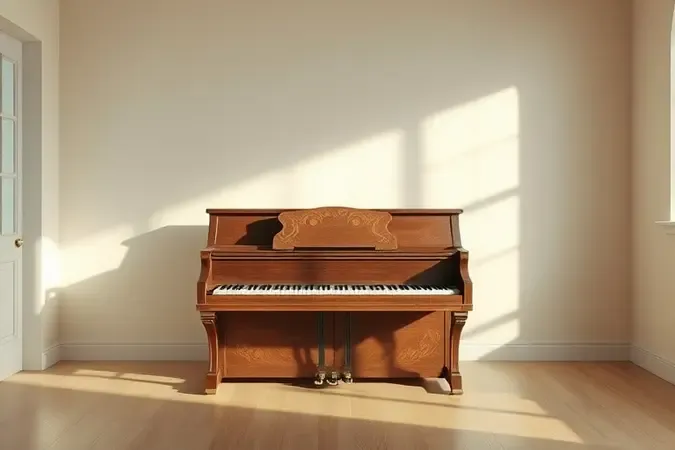 Piano em ambiente retrô inspiração com patine refinada e superfícies bem cuidadas e limpas