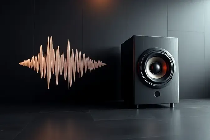 Visual conceitual compara potência comercial e potência RMS limpa em caixa de som amplificada.