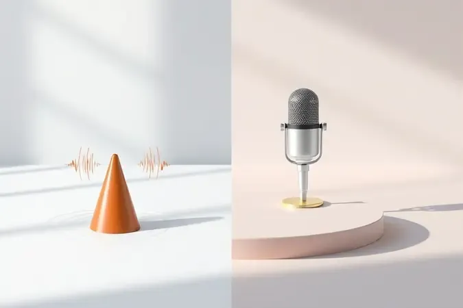 Render conceitual comparando sensor de vibração e microfone para detecção de afinção em cenário dividido