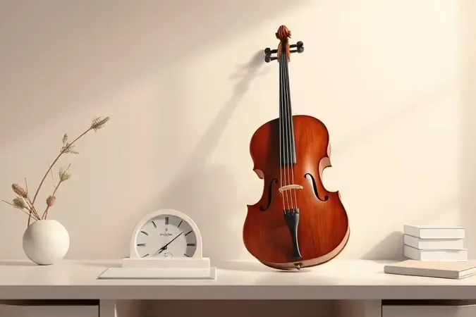 Renderizado 3D de cavaquinho com metrônomo e shapes de progresso representando o tempo de aprendizado musical