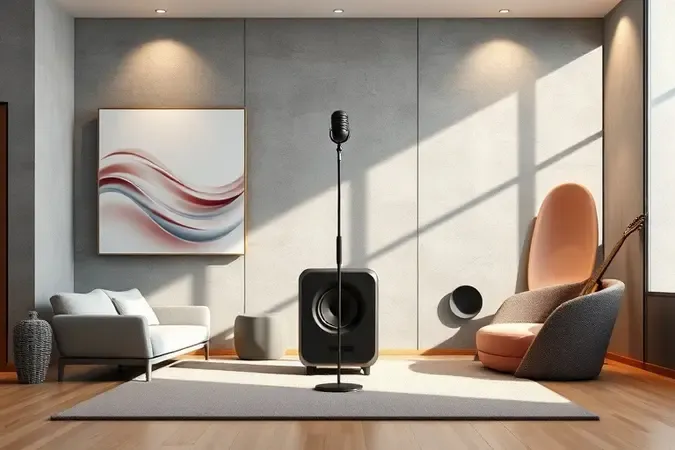 Cena conceitual mostra usos da caixa amplificada para música, instrumentos e sonorização de ambientes.