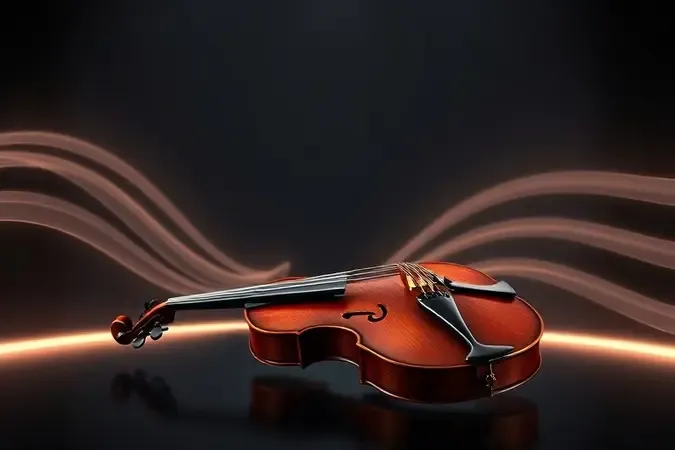 Violino em cena conceitual com ondas sonoras acústicas representando a avaliação do som